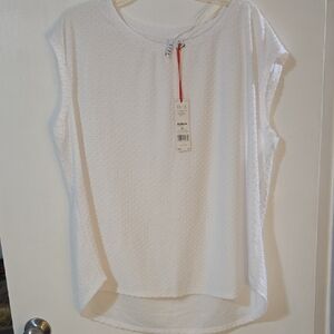 Elle White Textured Short Sleeve Scoop-Neck Tee